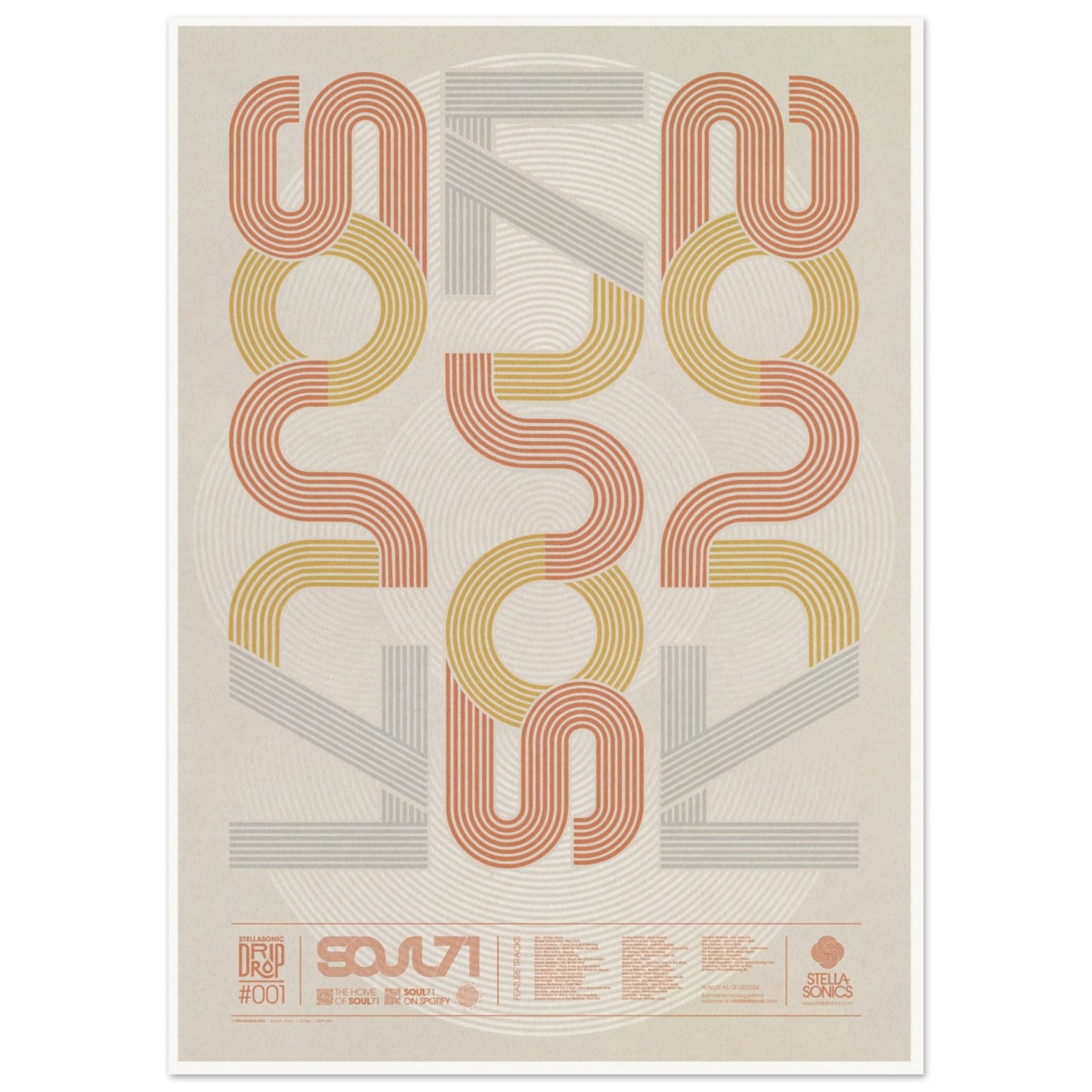 SOUL71 Typographic WALL ART PLAYLIST PRINT LIGHT