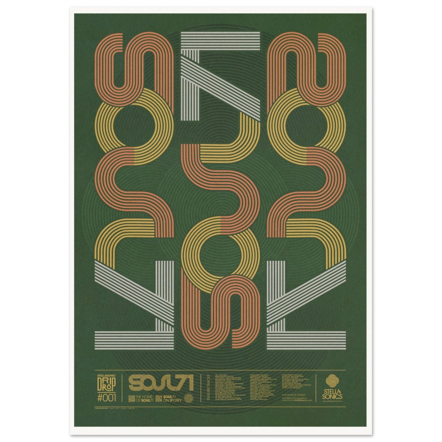 SOUL71 Typographic WALL ART PLAYLIST PRINT GREEN