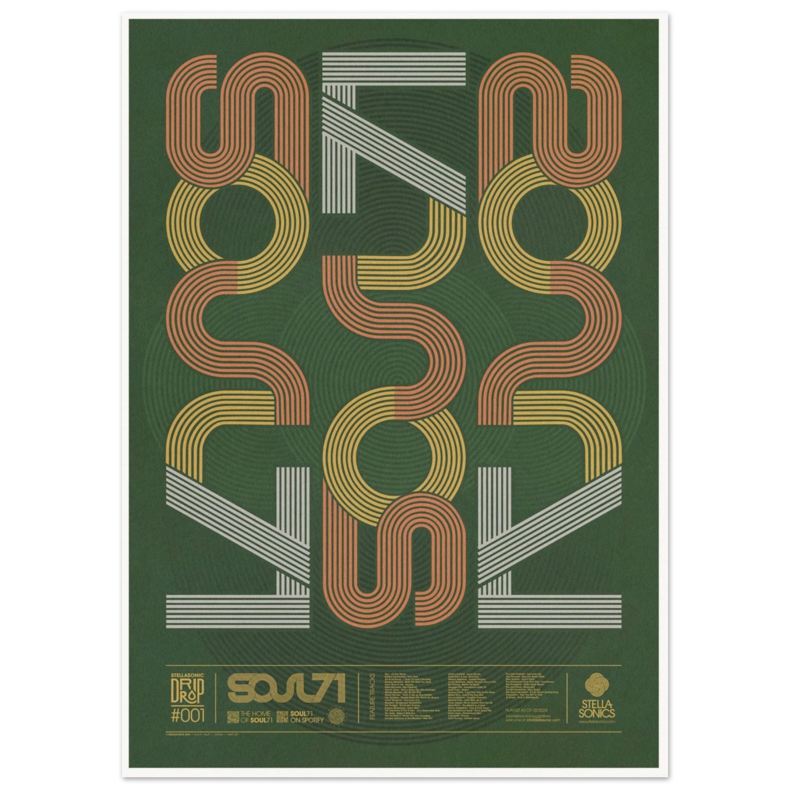 SOUL71 Typographic WALL ART PLAYLIST PRINT GREEN