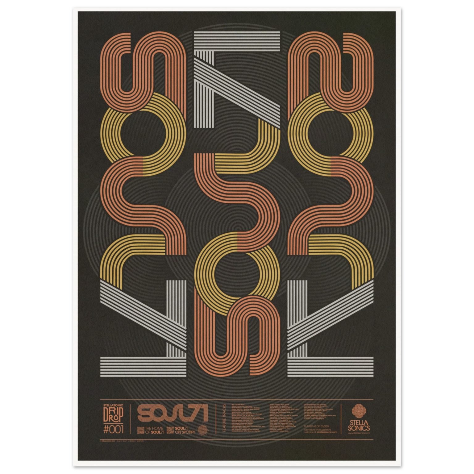 SOUL71 Typographic WALL ART PLAYLIST PRINT DARK