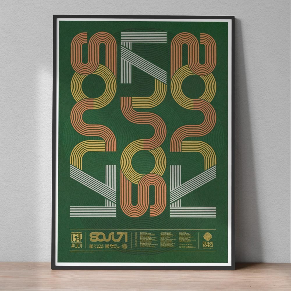 Soul71 Typographic Wall Art Playlist Poster - Green