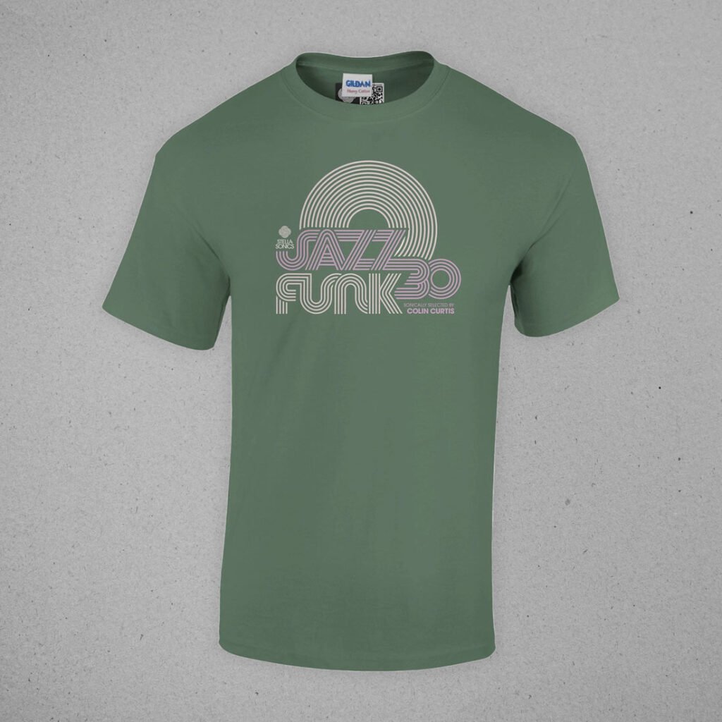 Colin Curtis Jazz Funk 30  T-Shirt fronton green shirt